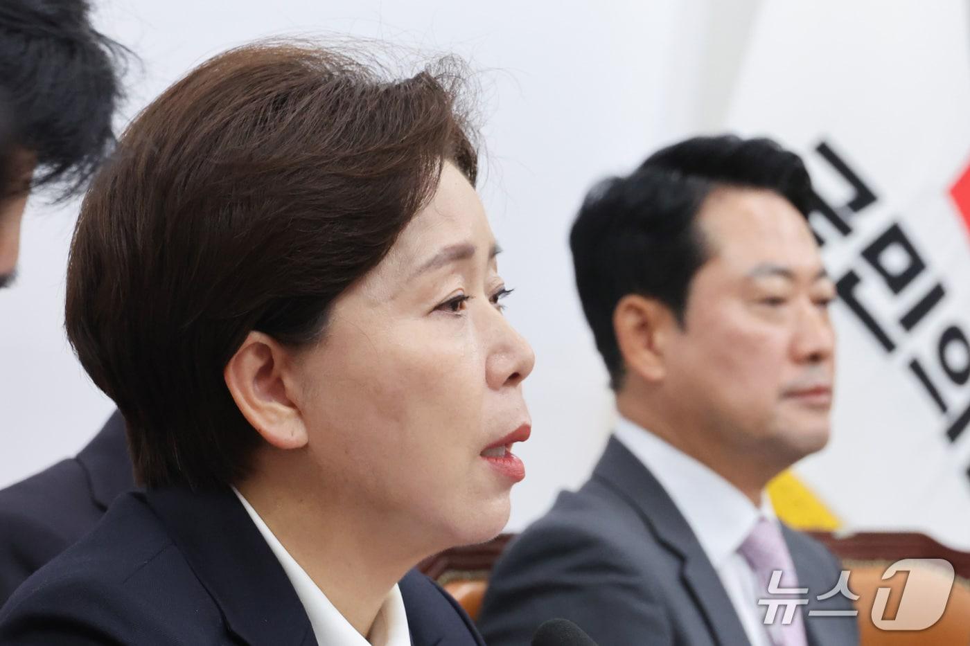 본문 이미지 - 양향자 국민의힘 최고위원이 지난 12일 서울 여의도 국회에서 열린 최고위원회의에서 발언하고 있다. 2026.10.12 ⓒ 뉴스1 신웅수 기자