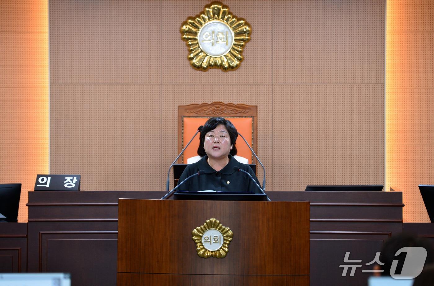 본문 이미지 - 12일 오전 전남광주통합특별시 북구의회 제 315회 정례회에서 손혜진 진보당 의원이 신상발언하고 있다.(전남광주 북구의회 제공. 재판매 및 DB 금지)