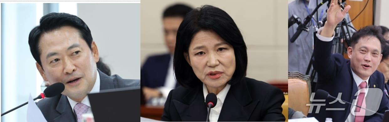 본문 이미지 - 장동혁 국민의힘 대표, 이진숙· 김태규 의원(왼쪽부터). ⓒ 뉴스1 DB