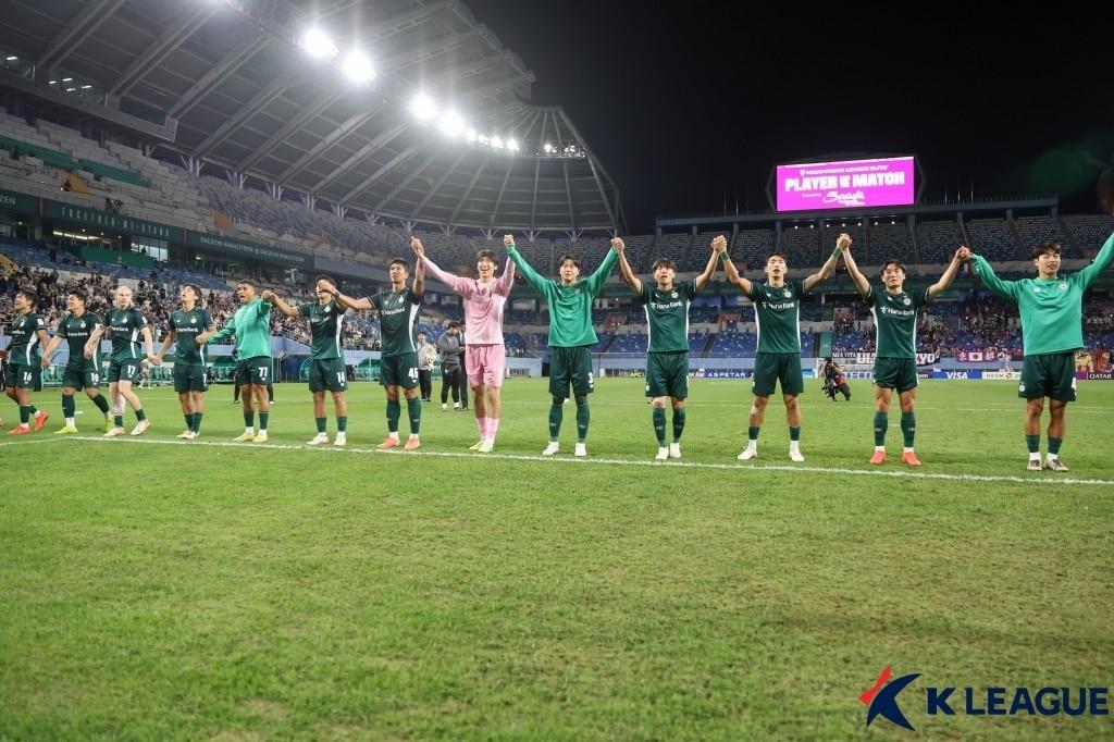 본문 이미지 - 아시아축구연맹(AFC) 챔피언스리그 엘리트 2경기 연속 무패를 기록한 대전 하나시티즌.(한국프로축구연맹 제공. 재판매 및 DB 금지)