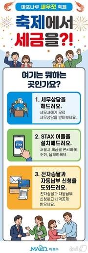 본문 이미지 - 제 19회 마포나루 새우젓축제 '마을세무사와 함께하는 세금상담 스마트납부' 부스 안내문. (마포구 제공)