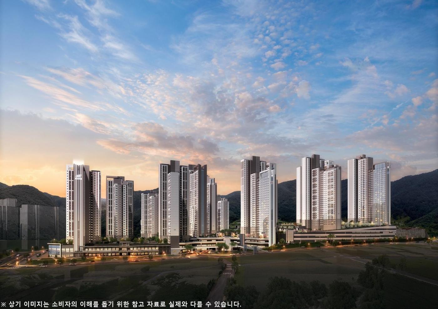 본문 이미지 - 분양을 앞둔 경남 거제시 '힐스테이트 거제시그니처' 단지 투시도(현대엔지니어링 제공)