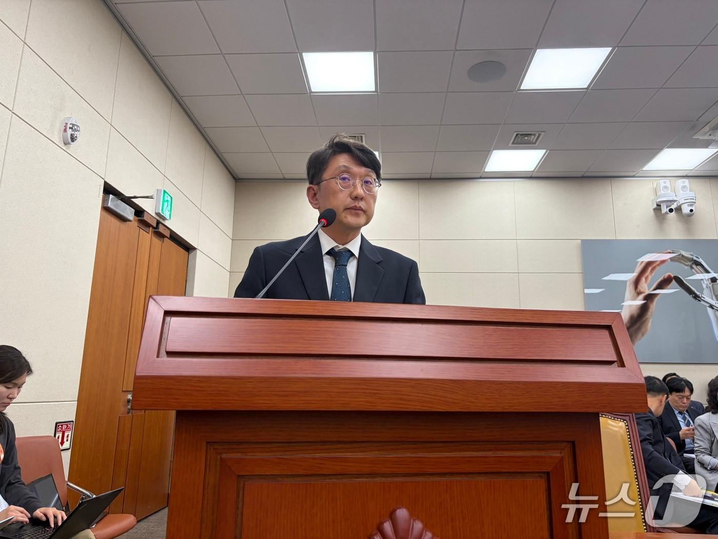 본문 이미지 - 최우혁 과학기술정보통신부 정보보호네트워크실장이 국정감사에서 발언을 하고 있다. ⓒ뉴스1 한수민 기자