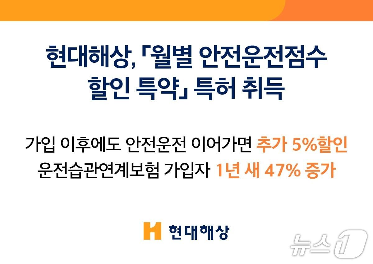 본문 이미지 - 현대해상 ‘월별 안전운전점수 할인 특약’ 특허 취득/사진제공=현대해상