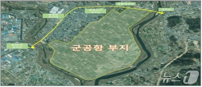 본문 이미지 - 호남권 반도체 클러스터가 구축될 광주 군공항 부지와 '반도체로'라는 명예도로명이 부여될 상무대로의 구간.(전남광주통합특별시 광산구 제공. 재판매 및 DB 금지) 