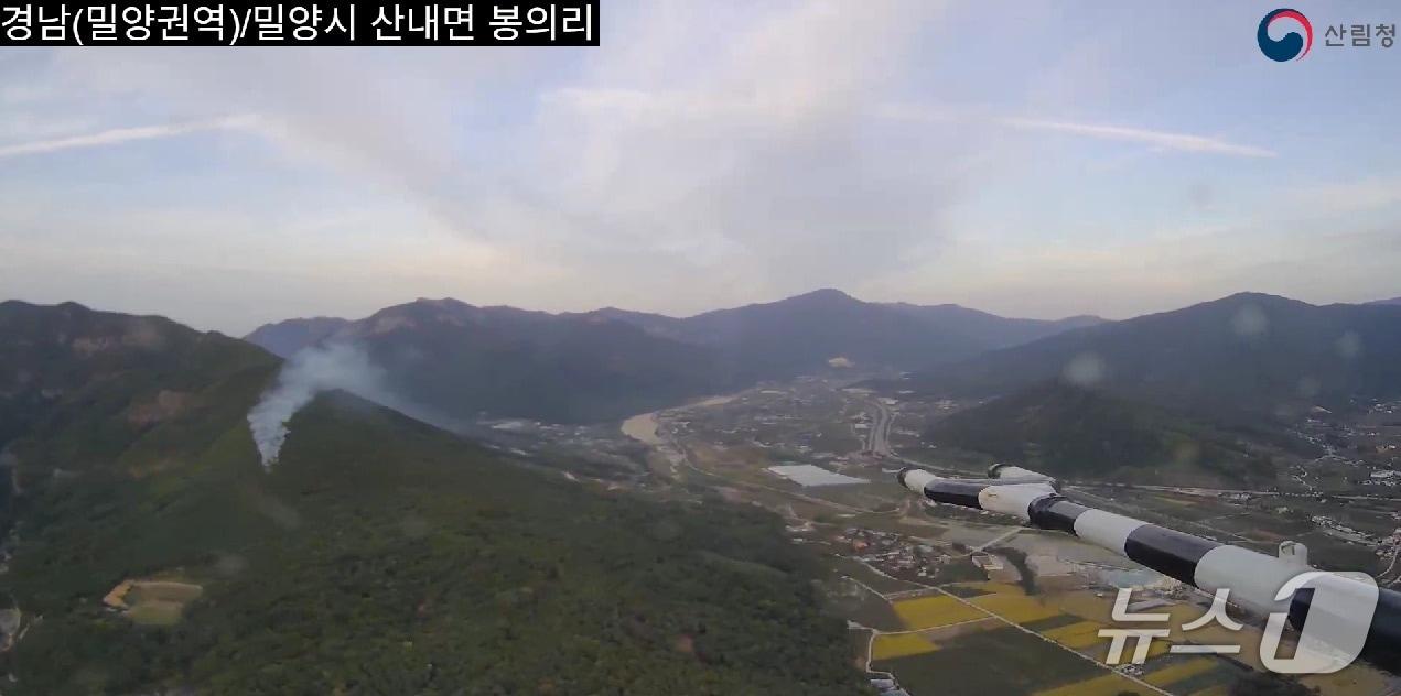 본문 이미지 - 15일 오후 4시 58분쯤 밀양시 산내면의 한 야산에서 불이 났다. 사진은 산불 현장 모습. (산림청 제공. 재판매 및 DB 금지)