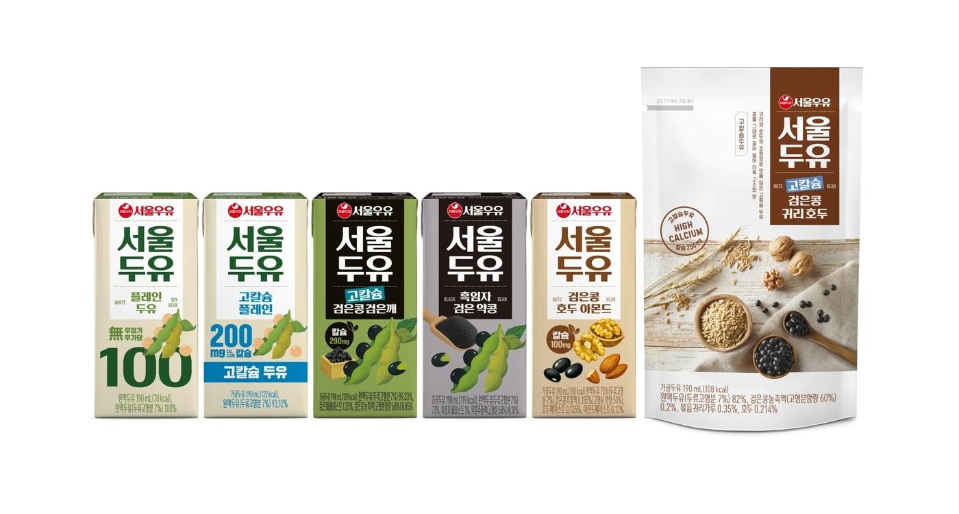 본문 이미지 - 서울우유협동조합이 개별 운영하던 두유 제품을 '서울두유 브랜드'로 통합하고 두유 경쟁력을 강화한다. 사진은 새롭게 패키지 리뉴얼을 진행한 서울두유 제품 라인업.(서울우유협동조합 제공)