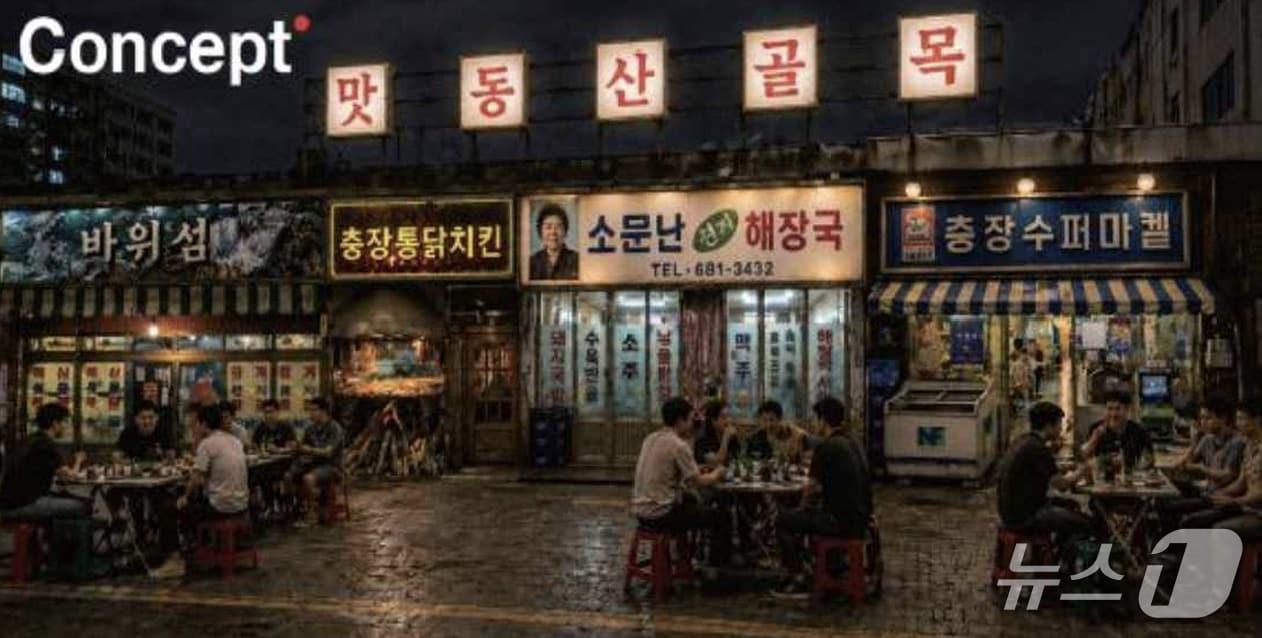 본문 이미지 - 전남광주 동구 충장로에 들어서는 을지로 컨셉 맛동산 골목 조감도. (동구 제공. 재판매 및 DB 금지) 