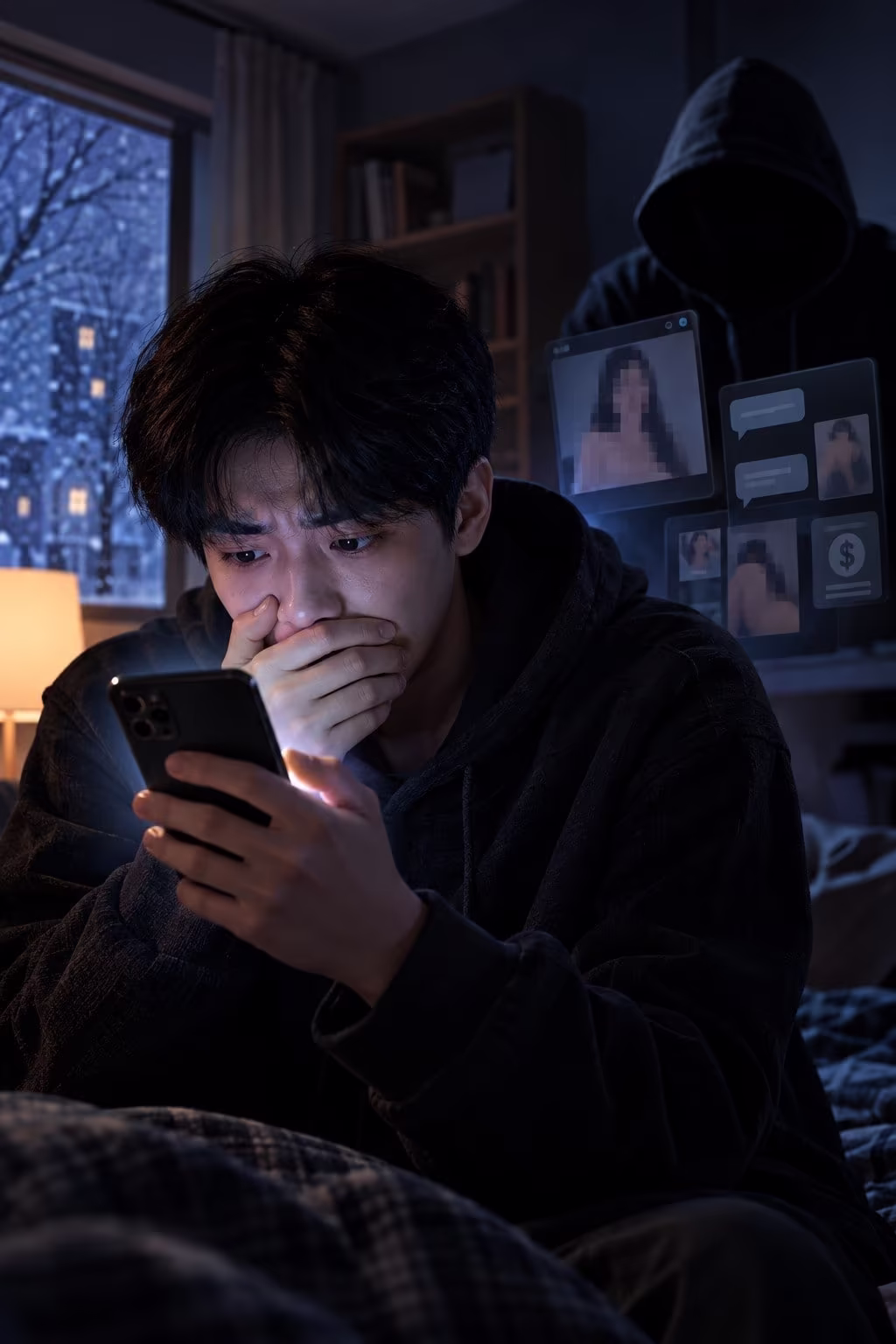 본문 이미지 - 가을·겨울철 몸캠피싱 주의 당부(라바웨이브 제공, 챗GPT 생성 이미지)
