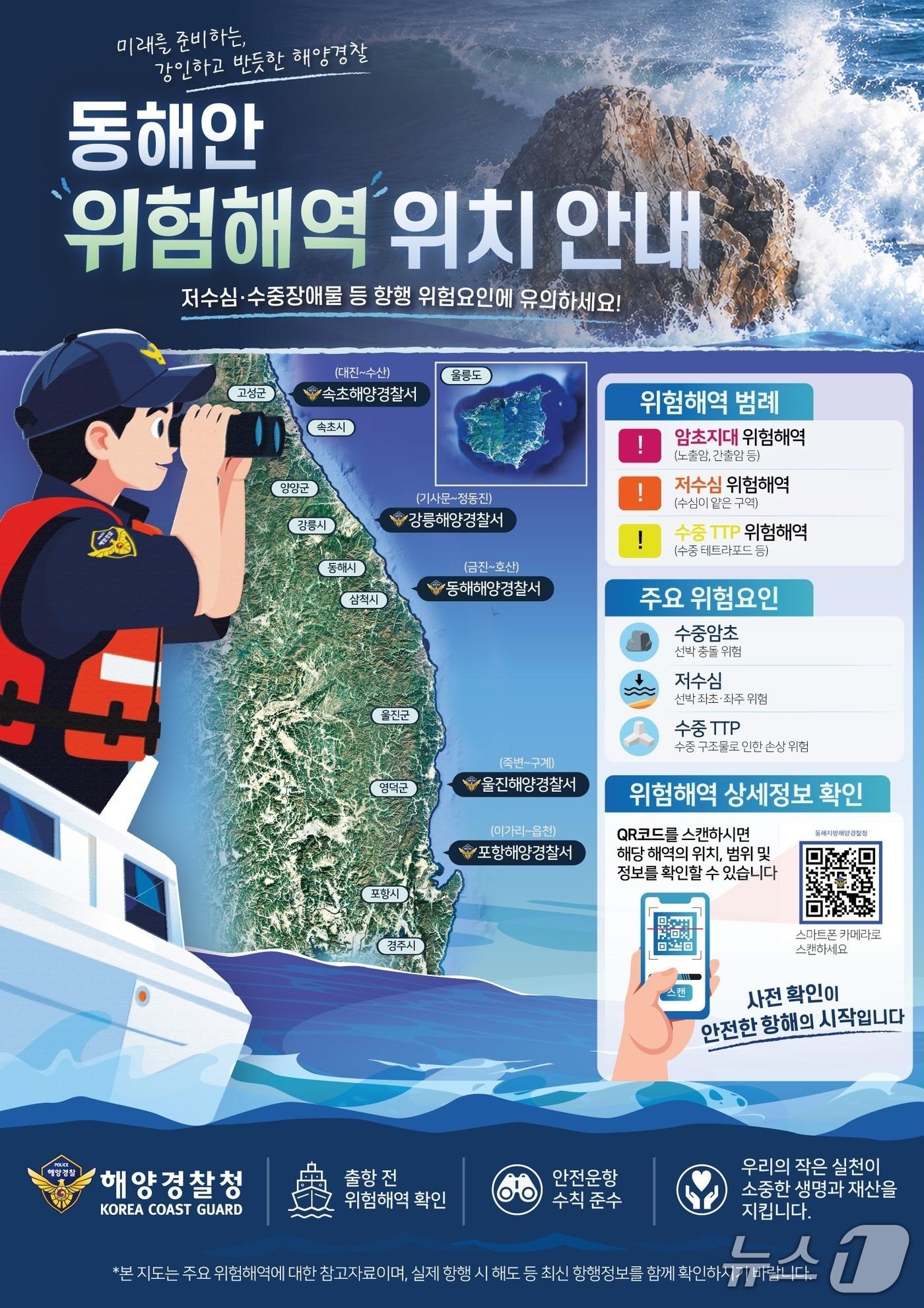 본문 이미지 - 동해안 위험해역 위치 안내 홍보물.(동해지방해양경찰청 제공. 재판매 및 DB 금지) 2026.10.21/뉴스1