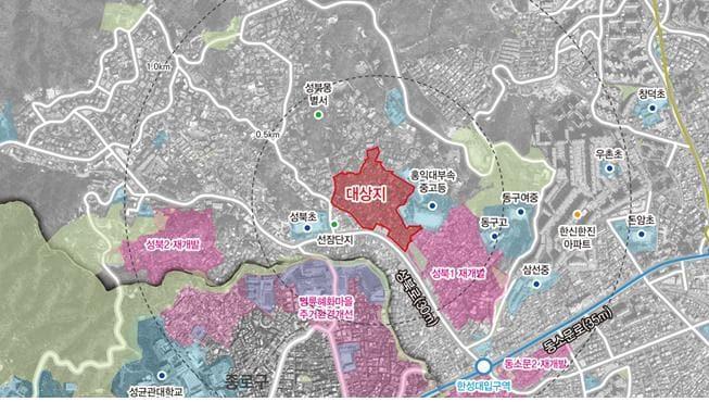 본문 이미지 - 성북동 3-38번지 일대 위치도(서울시 제공)