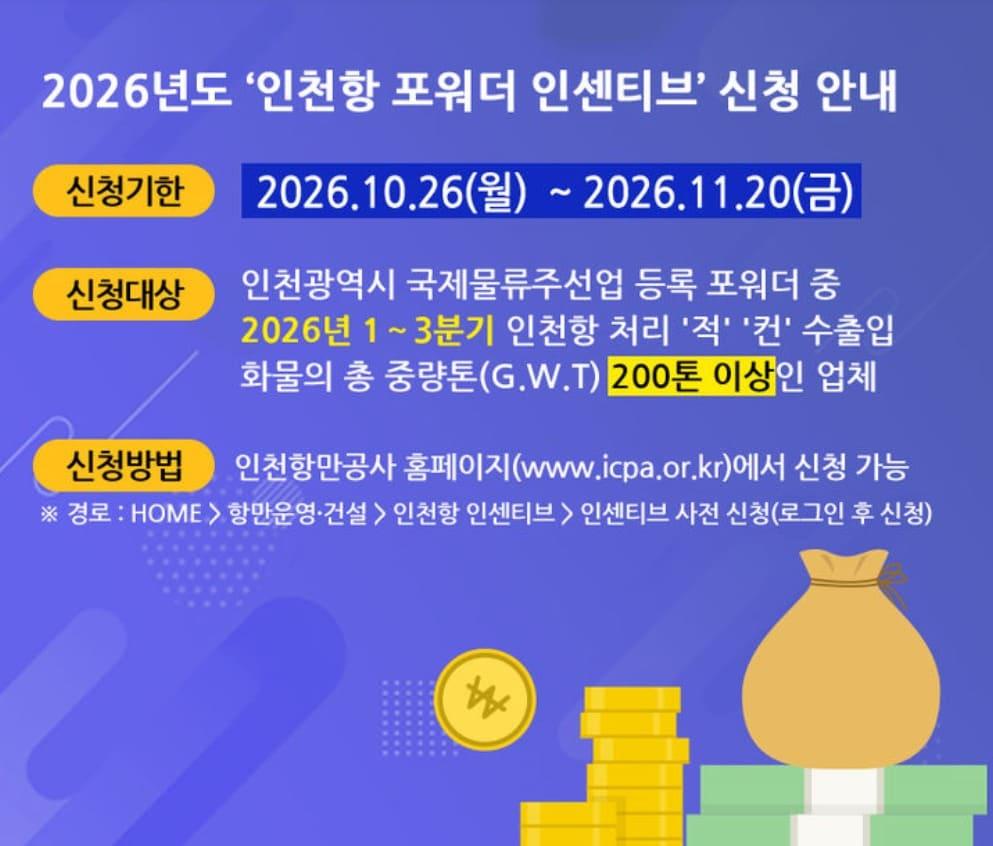 본문 이미지 - 인센티브 신청 안내문 (인천항만공사 제공.재판매 및 DB금지)