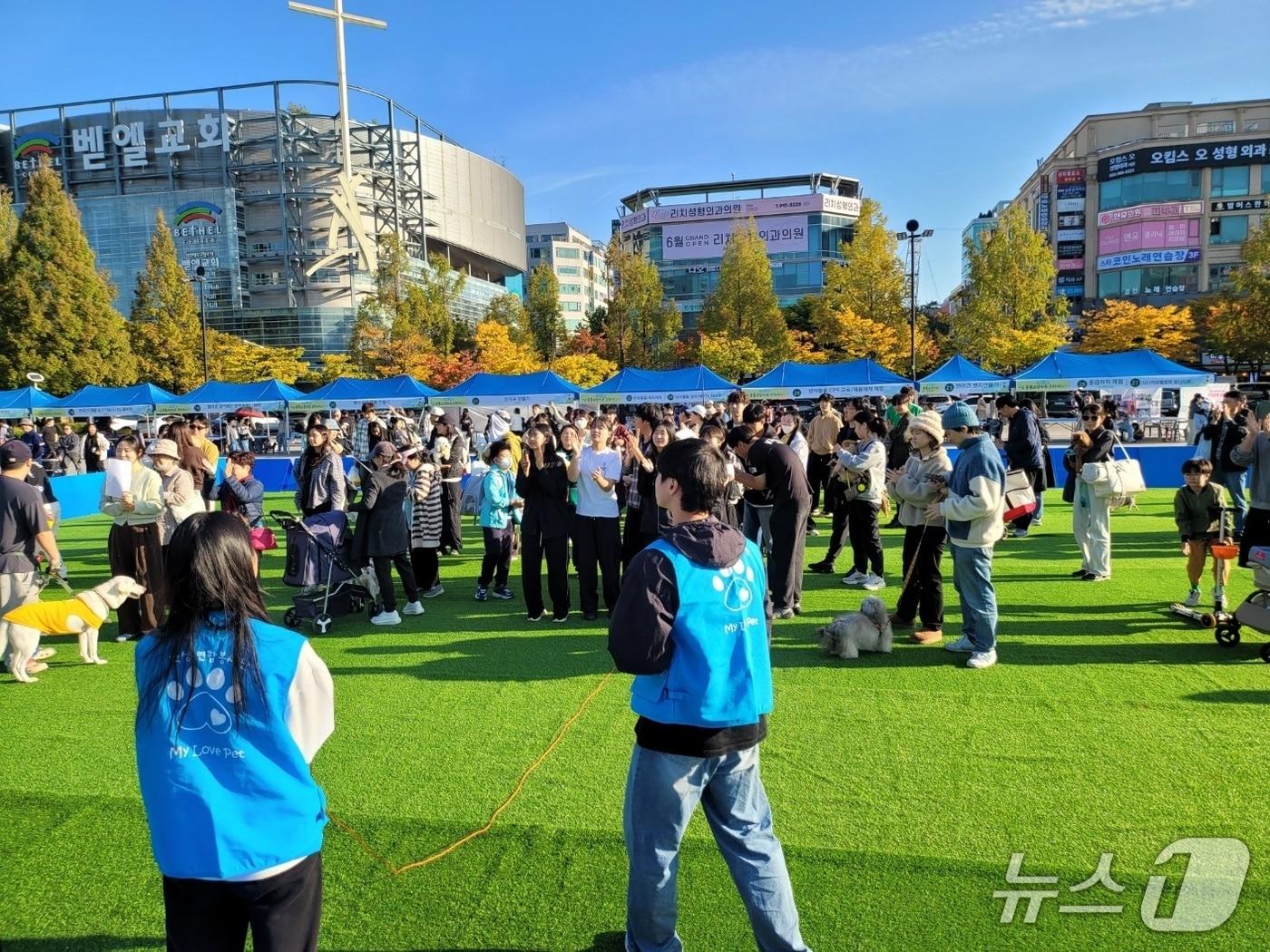 본문 이미지 - 지난해 일산문화광장에서 열린 '고양 동물교감 치유 문화제'. (고양시 제공. 재판매 및 DB 금지)