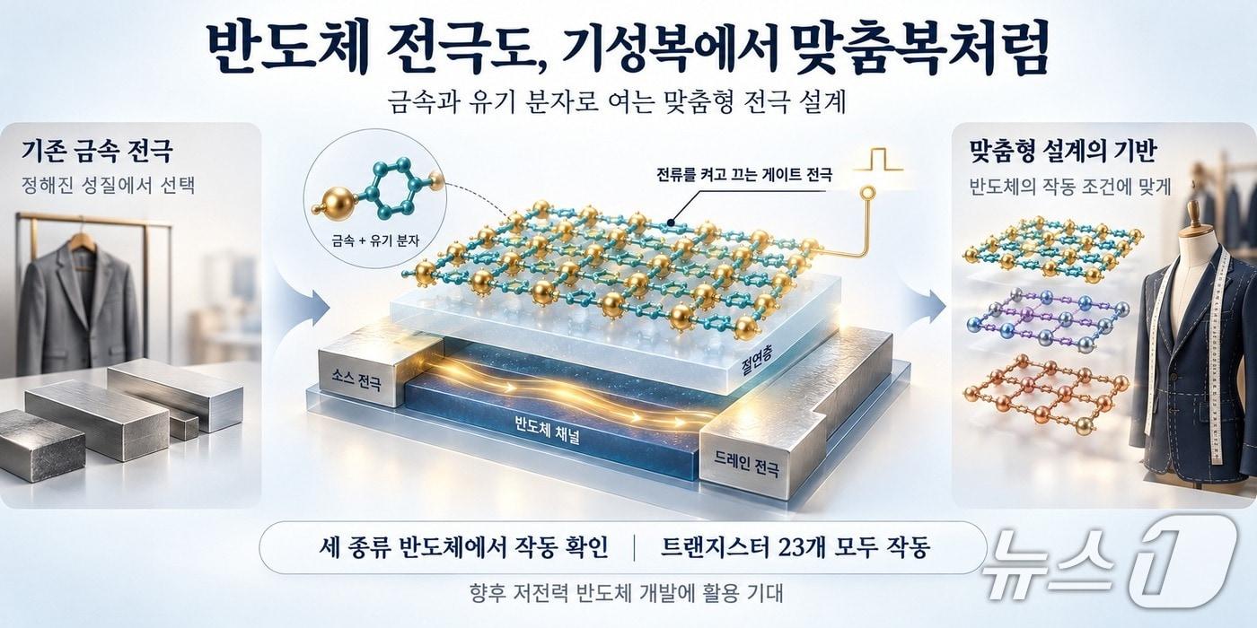 본문 이미지 - 금속 유기 분자 반도체 전극 설계 연구 이미지(AI 생성·KAIST 제공) /뉴스1