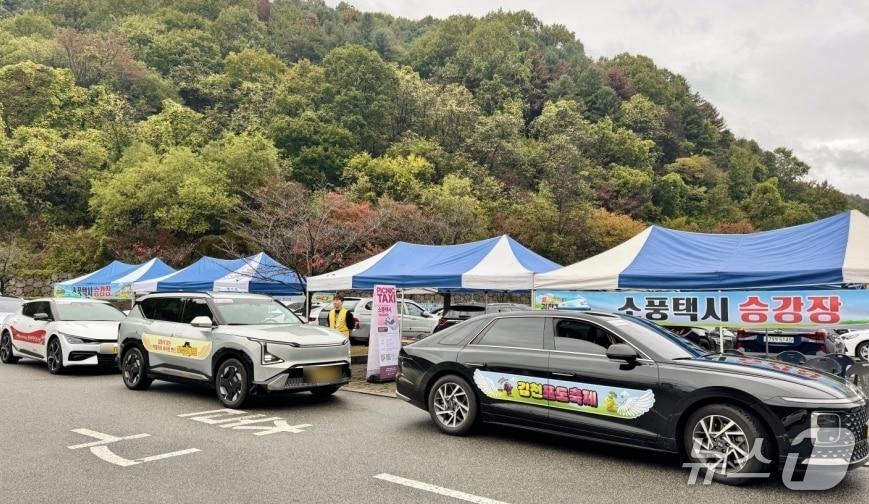 본문 이미지 - 김천시가 '2026 김천 김밥 축제' 기간에 도입한 수요 응답형 관광교통 서비스 '소풍 택시'를 1만 937명의 관광객이 이용해 성공적인 축제 운영을 뒷받침했다.(김천시 제공. 재판매 및 DB 금지)/뉴스1