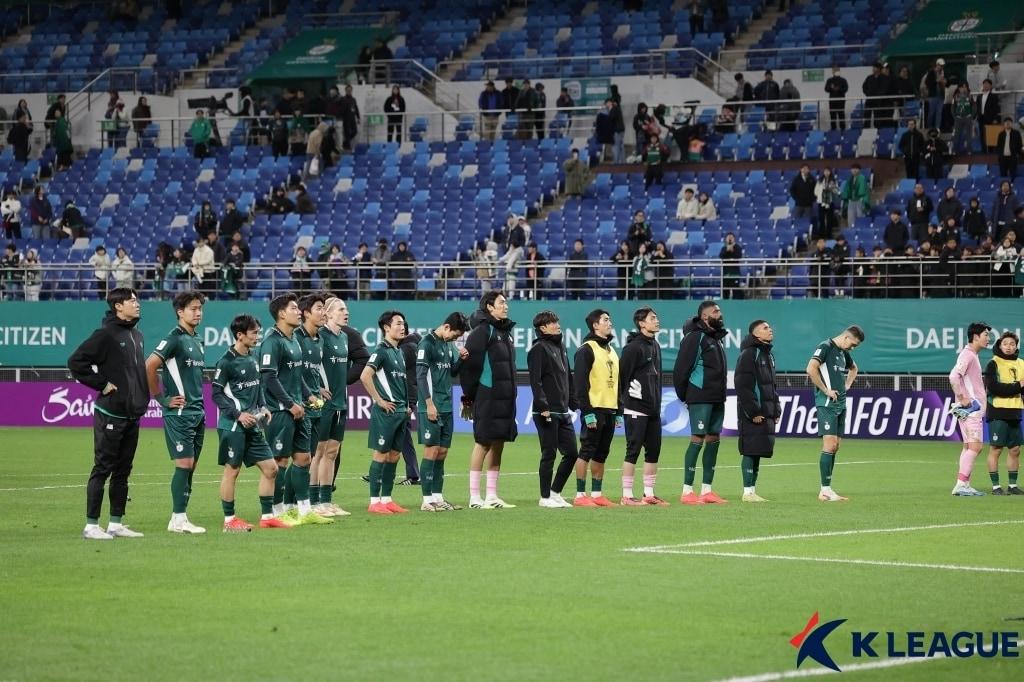 본문 이미지 - 대전이 ACLE에서 비셀 고베에 0-1로 졌다.(한국프로축구연맹 제공. 재판매 및 DB금지) 