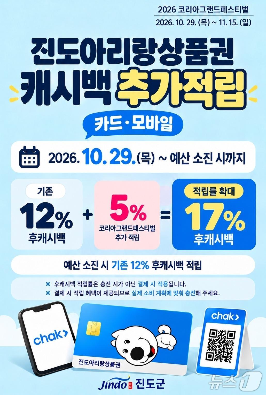 본문 이미지 - 진도아리랑상품권 추가 적립 홍보 리플렛 (진도군 제공, 재판매 및 DB금지)/뉴스1