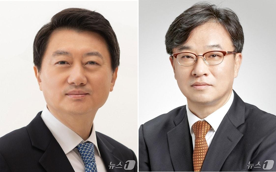 본문 이미지 - 장호진 현대지에프홀딩스 대표이사 부회장(왼쪽)과 박홍진 현대그린푸드 대표이사 부회장(오른쪽). 현대백화점그룹 제공.