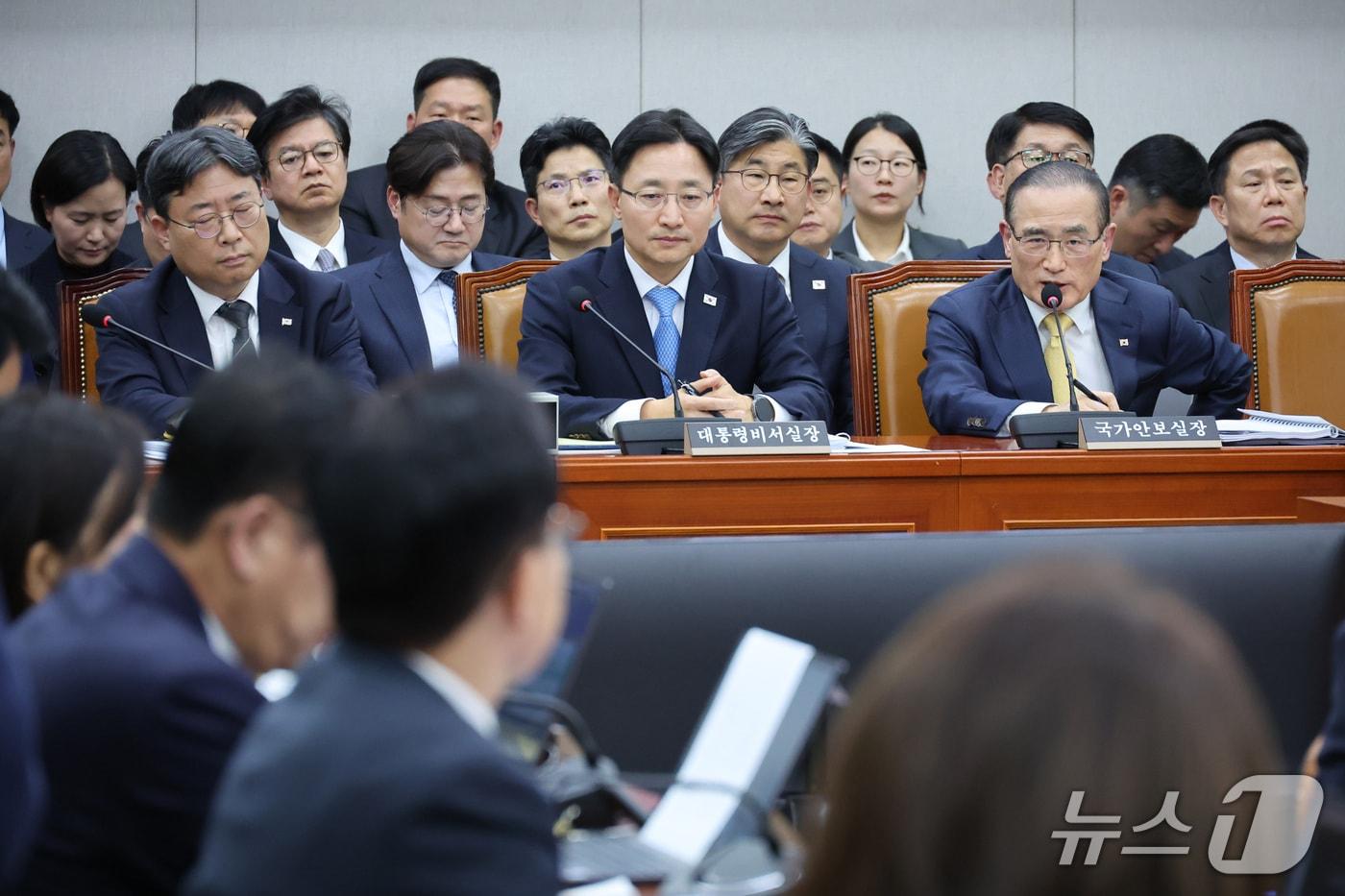 본문 이미지 - 위성락 국가안보실장이 29일 서울 여의도 국회에서 열린 국회운영위원회의 대통령 비서실 등에 대한 국정감사에서 의원 질의에 답변하고 있다. 2026.10.29 ⓒ 뉴스1 신웅수 기자