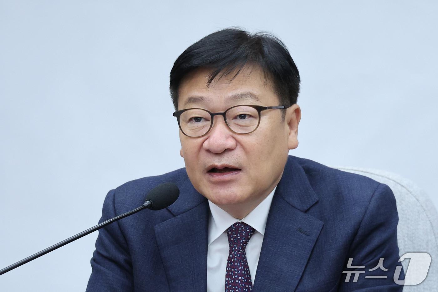 본문 이미지 - 정점식 국민의힘 원내대표가 30일 서울 여의도 국회에서 열린 국정감사 대책회의에서 발언하고 있다. ⓒ 뉴스1 신웅수 기자