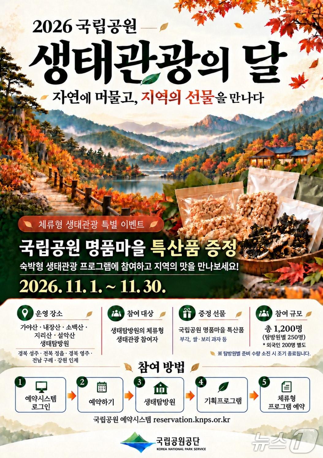 본문 이미지 - 국립공원공단이 11월 '국립공원 생태관광의 달' 특별 이벤트를 운영한다. (국립공원공단 제공. 재판매 및 DB 금지) 2026.10.30/뉴스1