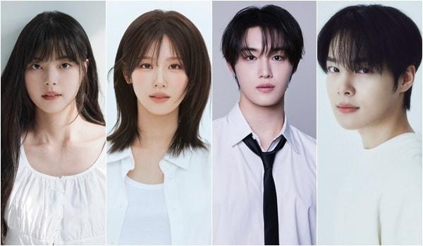 본문 이미지 - 왼쪽부터 배우 홍예지, 아이들 미연, 현석, 김민기 / '청담국제고등학교' 제공