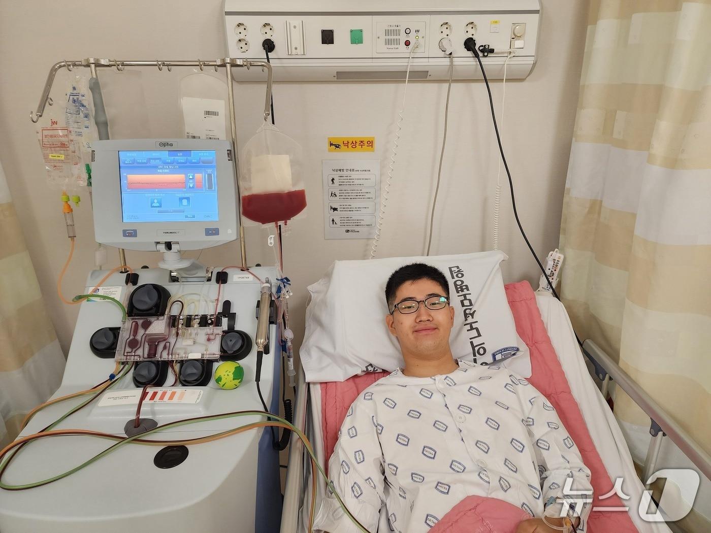 본문 이미지 - 조혈모세포 기증을 마치고 회복 당시 육군 3공병여단 임재웅 상병.(여단 측 제공. 재판매 및 DB 금지)2026.10.7/뉴스1