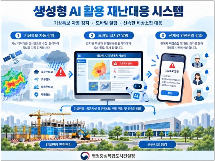 본문 이미지 - 생성형 AI 화룡 재난대응시스템 흐름도. (행복청 제공. 재판매 및 DB 금지)   2026.10.7/뉴스1