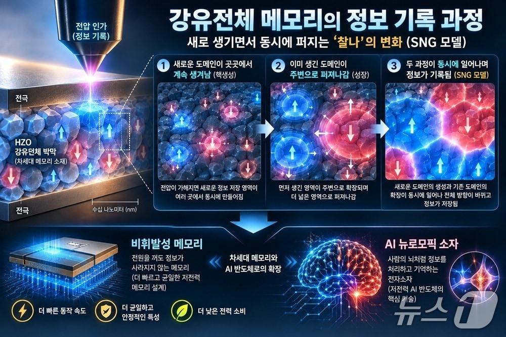 본문 이미지 - 메모리 소자 정보 기록 과정 규명 연구 이미지(AI 생성·KAIST 제공) /뉴스1