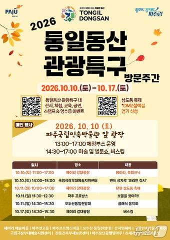 본문 이미지 - 파주 통일동산 관광특구 방문주간 안내 포스터. (파주시 제공, 재판매 및 DB금지)