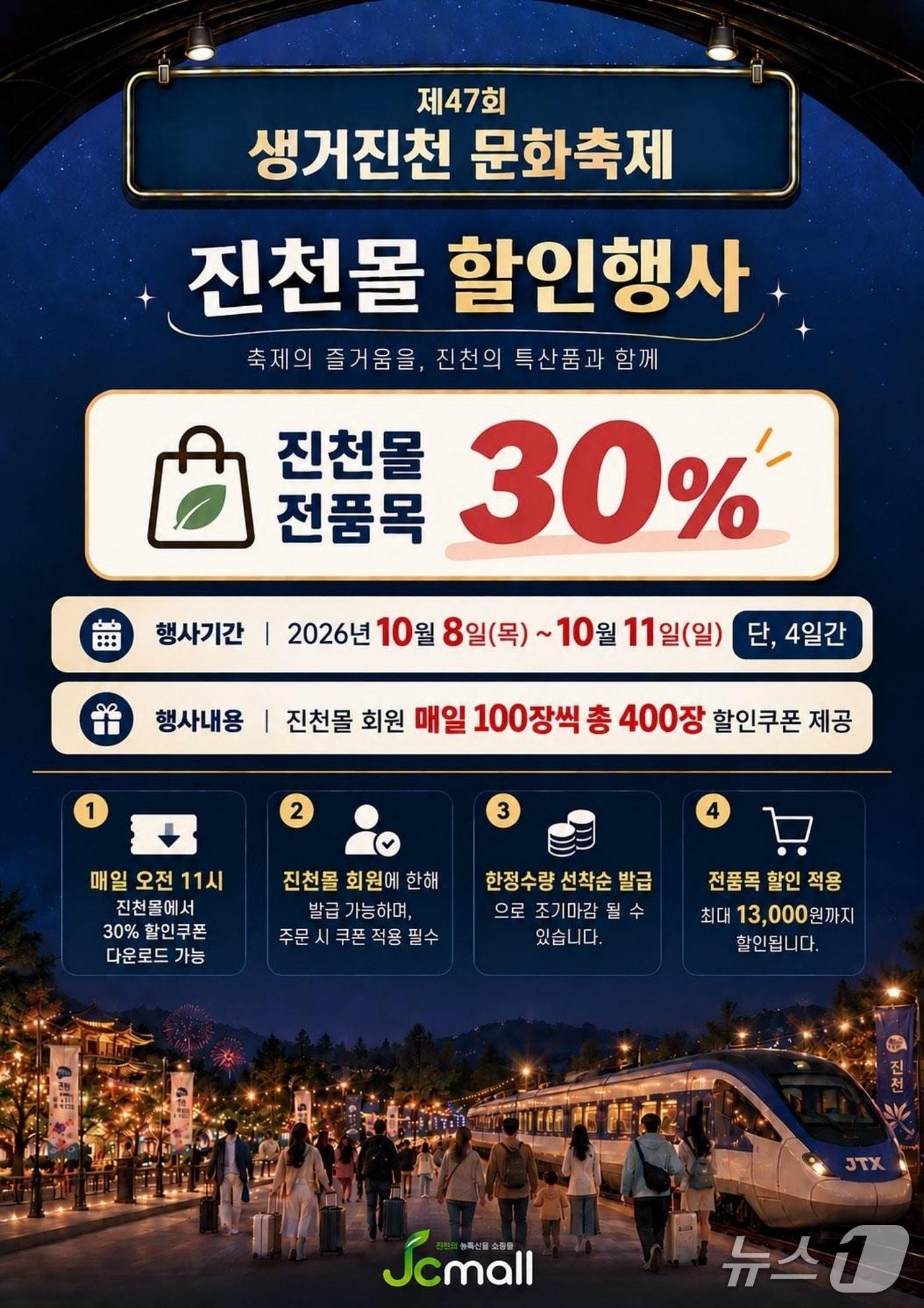 본문 이미지 - 진천몰 할인 안내문.(진천군 제공. 재판매 및 DB 금지).2026.10.8/뉴스1