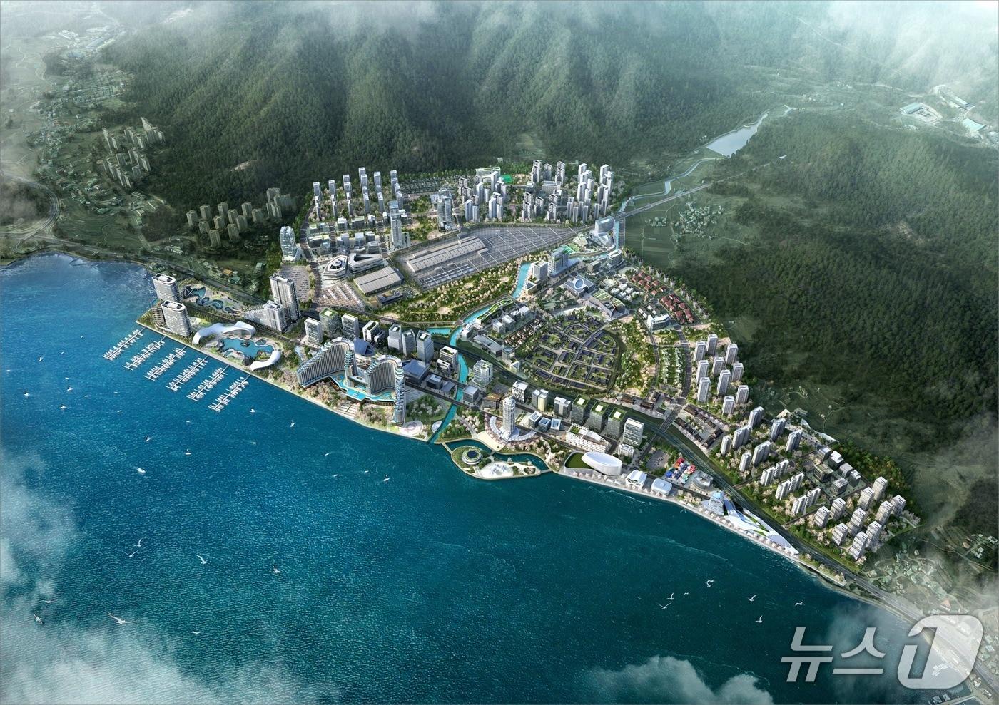 본문 이미지 - 남부내륙철도 거제 역세권 개발 조감도.(거제시 제공. 재판매 및 DB금지)