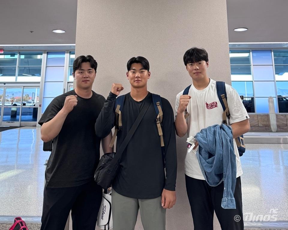 본문 이미지 - 왼쪽부터 NC 다이노스 소속 선수 김형준, 김주원, 김영규. (NC 다이노스 제공)