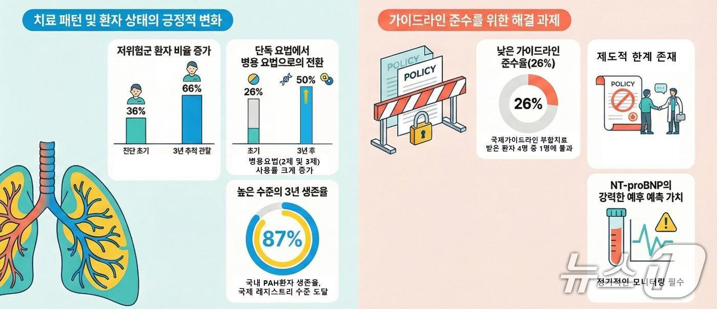 본문 이미지 - 폐고혈압 코호트 분석 주요 결과(질병청 제공)