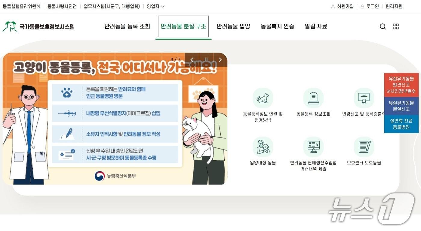 본문 이미지 - 국가동물보호정보시스템 갈무리 ⓒ 뉴스1