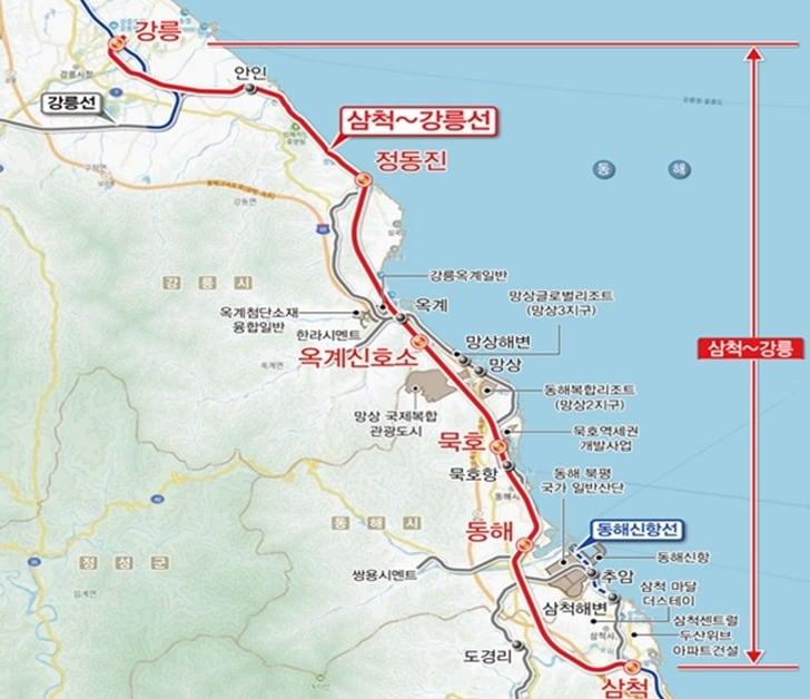 본문 이미지 - 삼척 강릉 동해선 노선도.(국토교통부 제공)뉴스1ⓒ news1