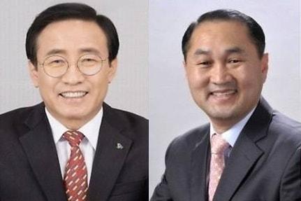 본문 이미지 -  왼쪽부터 김문근 단양군수와 오영탁 충북도의원.(자료사진)/뉴스1