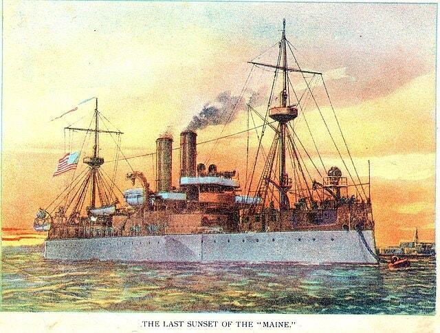 본문 이미지 - USS 메인 호. (출처: Murat Halstead, 1898, Public domain, via Wikimedia Commons)