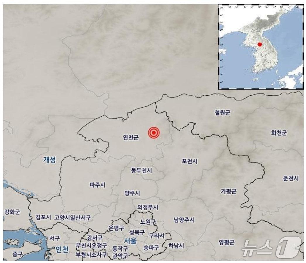 본문 이미지 - 지진 발생 위치. 기상청 날씨누리 캡처.