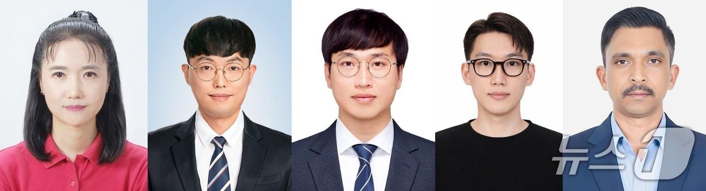 본문 이미지 - (좌측부터) 장지현 교수, 강지훈 박사(제1저자), 윤기용 박사, 경승규 연구원, 바라지 굴레 박사.(UNIST 제공. 재판매 및 DB금지)/뉴스1