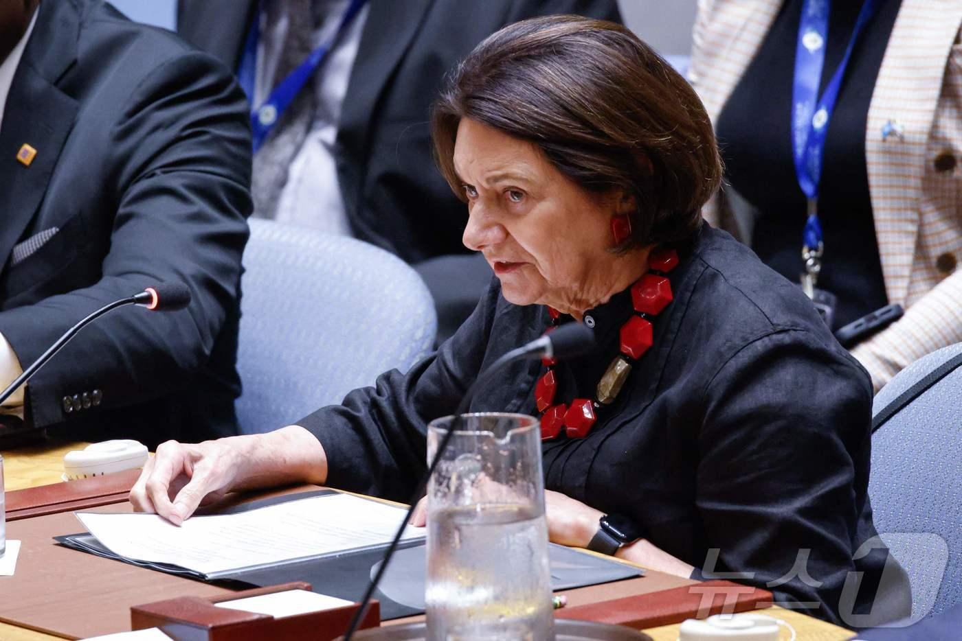 본문 이미지 - 로즈메리 디칼로 유엔 사무차장. 2024.08.13 ⓒ AFP=뉴스1