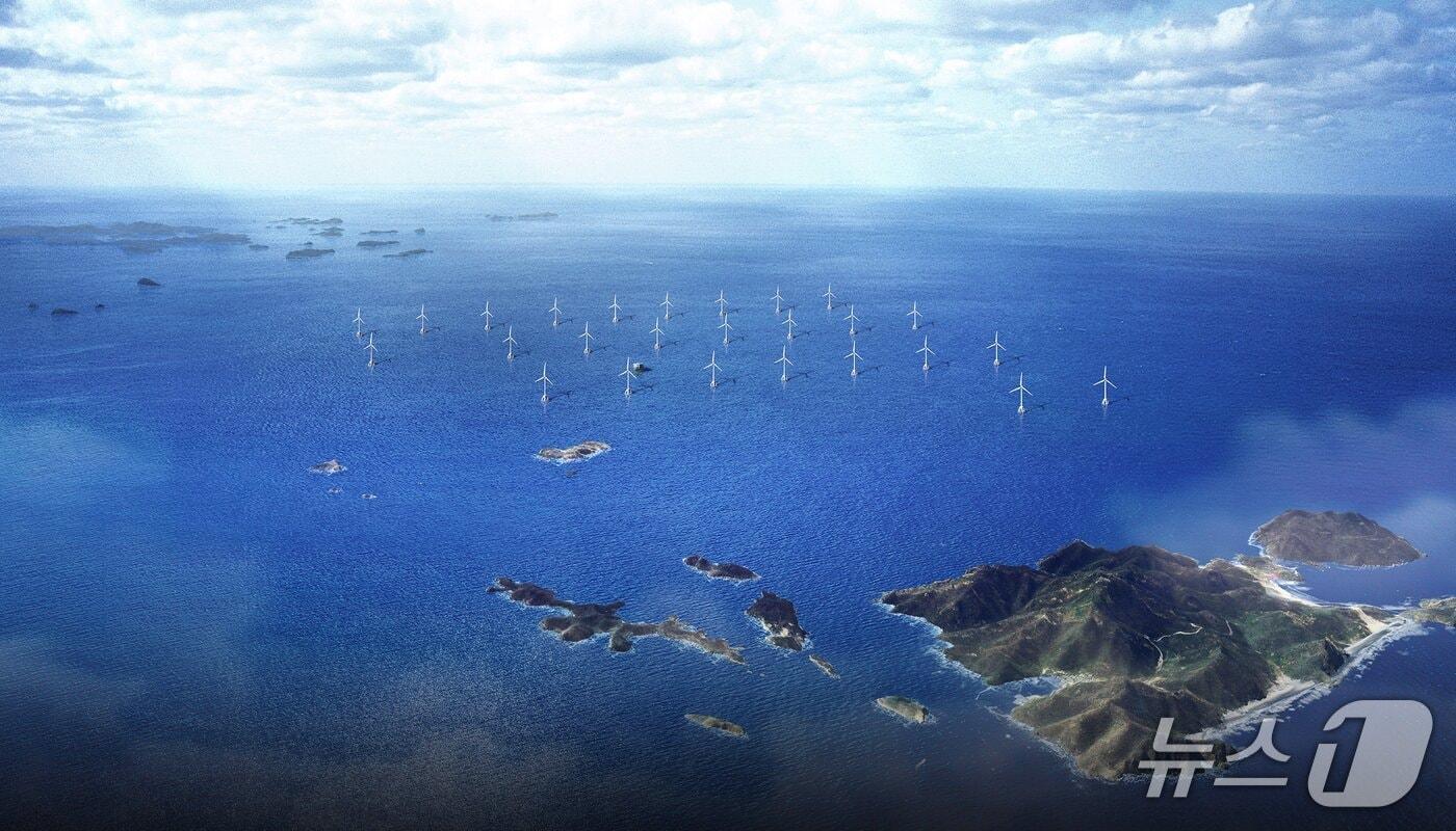 본문 이미지 -  신안우이 해상풍력 조감도(한화오션 제공)