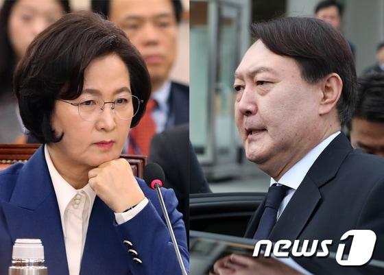 추미애 더불어민주당 의원이 법무부 장관 재임 당시 검찰총장을 지냈던 윤석열 전 대통령
