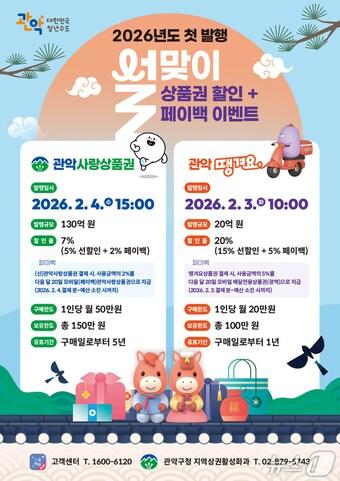 본문 이미지 - 2026년 관악구 설맞이 관악사랑상품권 및 관악땡겨요 상품권 발행 홍보물