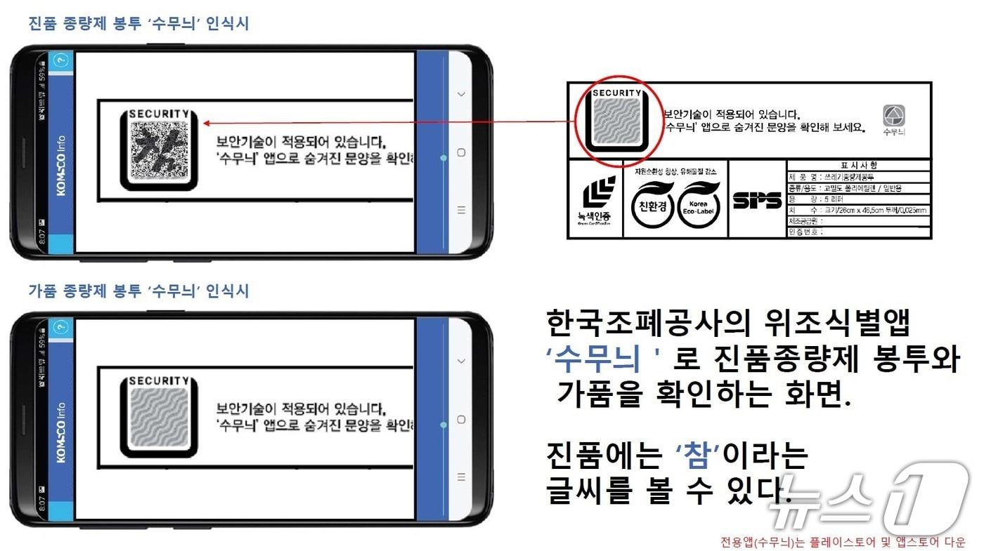 본문 이미지 - 수무늬 앱 인식(한국조폐공사 제공.재판매 및 DB금지)/뉴스1