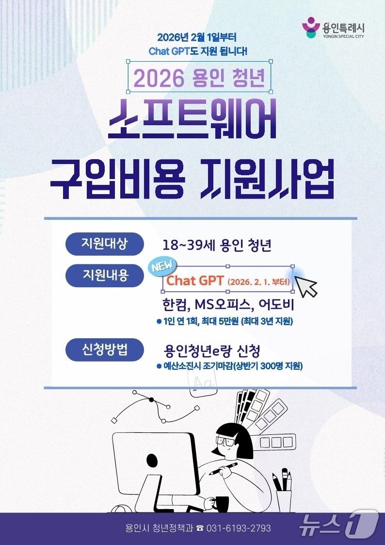 본문 이미지 - 용인시 청년 소프트웨어 구입비용 지원사업 홍보 포스터.(용인시 제공)