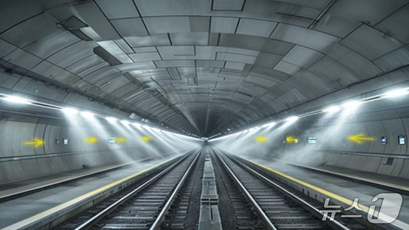 본문 이미지 - 배재대 철도건설공학과 워터커튼 개념도 (배재대 제공.재판매 및 DB금지)/뉴스1