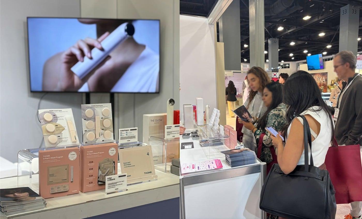 본문 이미지 - 코스모프로프 마이애미에 마련된 앳홈 톰(THOME) 브랜드 부스 전경 (앳홈 제공)
