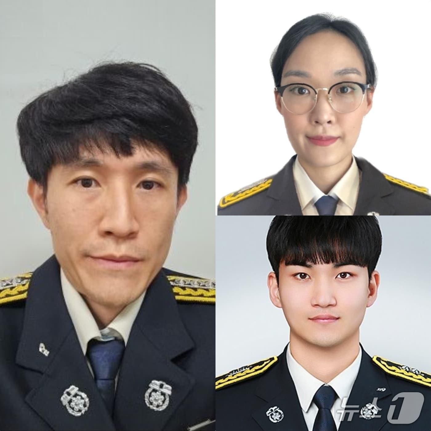 본문 이미지 - 김석중 소방장(왼쪽), 백지민 소방교(오른쪽 위), 손민성 소방사. (수원남부소방서 제공. 재판매 및 DB 금지) 2026.2.2/뉴스1 