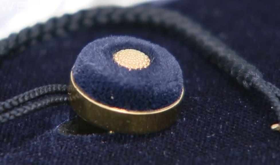 본문 이미지 - 일본 도야마 현의회 의원 배지. (사진=ANN뉴스 유튜브 갈무리)